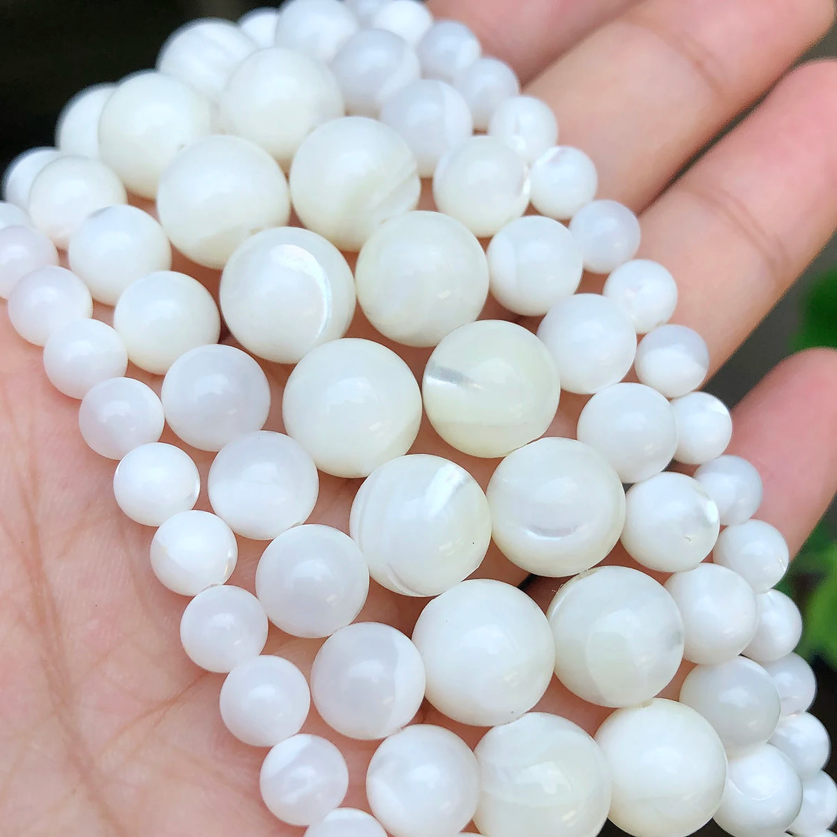 White Mother of Pearl Shell Beads Round Spacer 6–12mm DIY