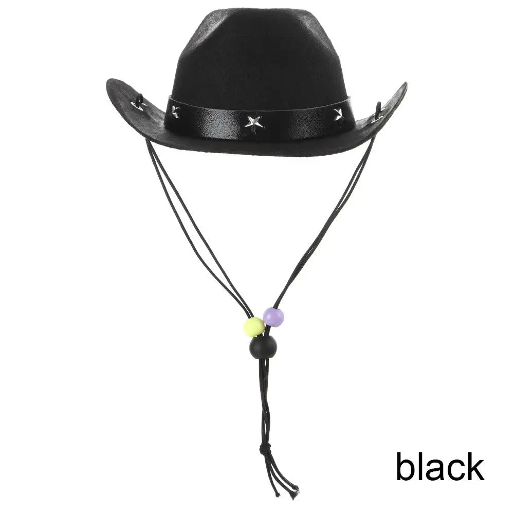 Pet Cowboy Hat – Dog & Cat Photo Prop Cap | Coffee & Black