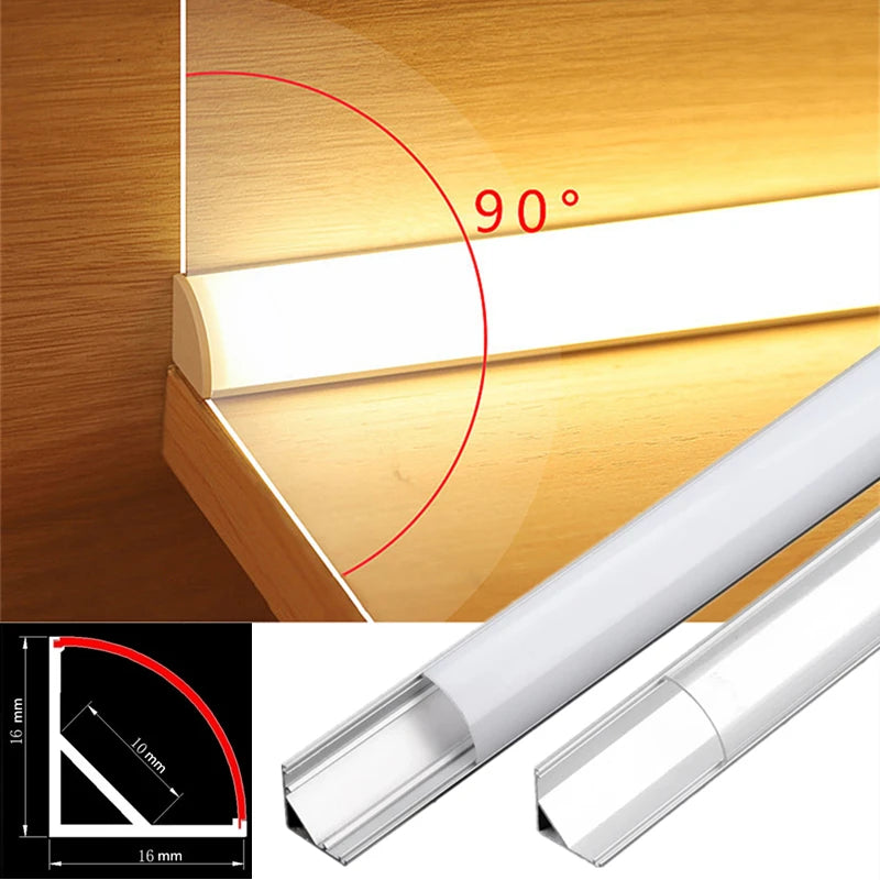 V-Type Corner Aluminum LED Channel 0.5m – 5050/3528 Strip Profile
