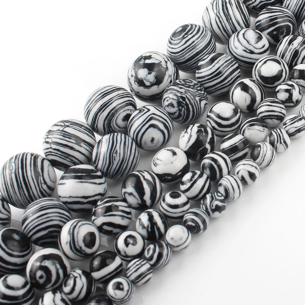 Round Stone Loose Beads for Jewelry Making – 15" Strand 4–12mm