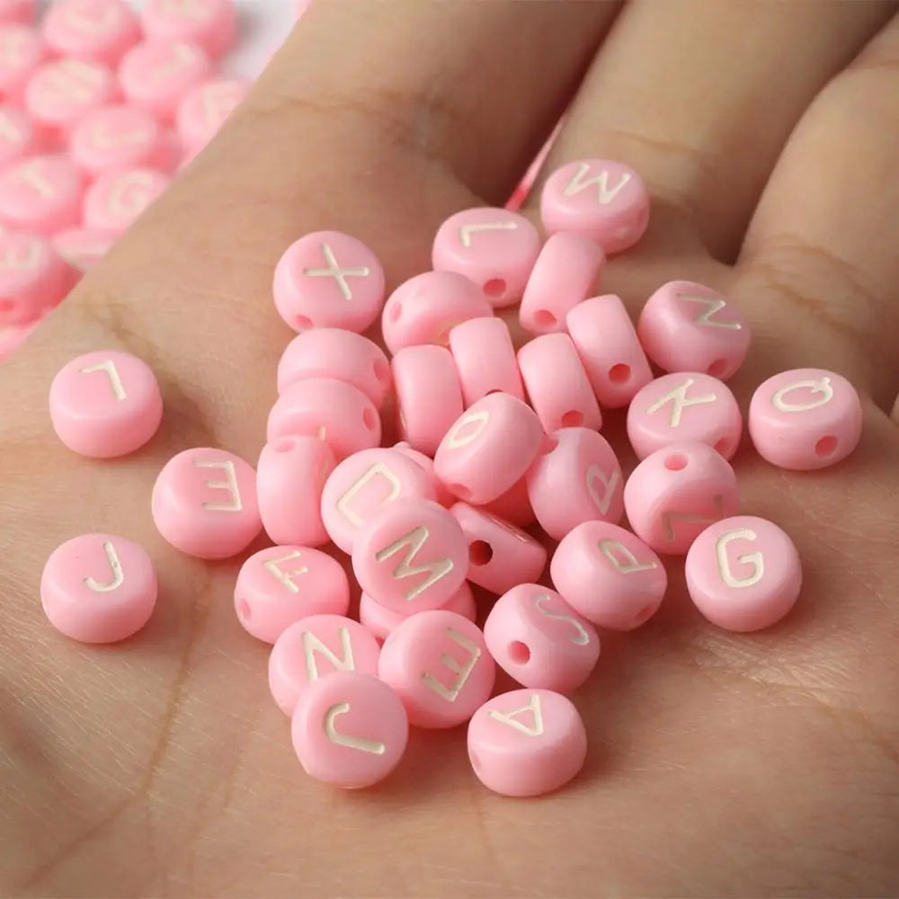 Pink Acrylic Letter Beads – Alphabet Spacer Beads for DIY Jewelry