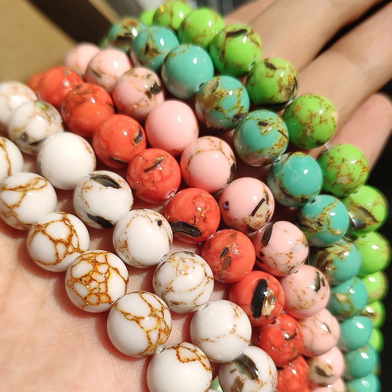 Shell Howlite Round Spacer Beads – DIY Jewelry Making 15"