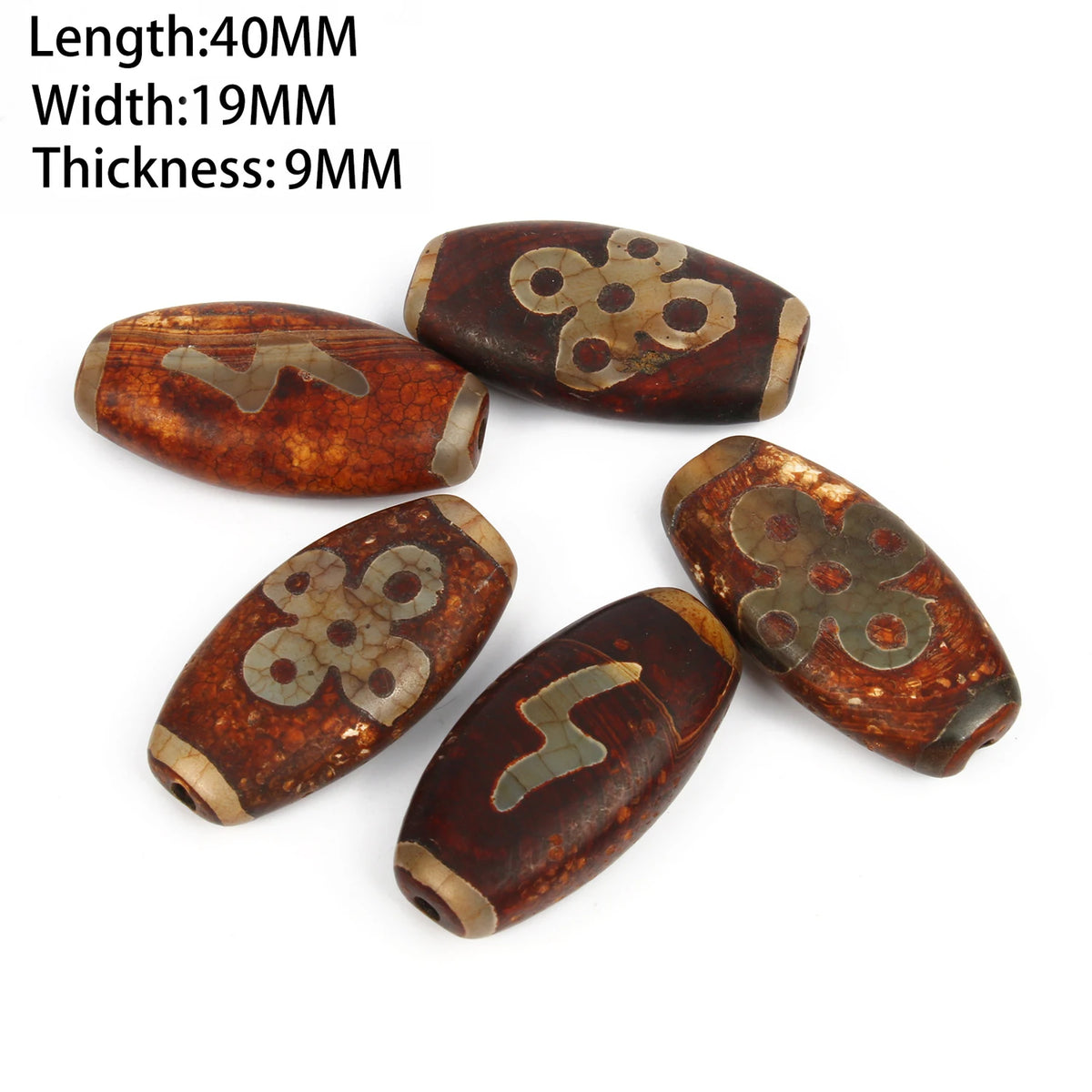 Tibetan Dzi 3-Eye Agate Oval Beads – DIY Bracelet Necklace 8x12mm
