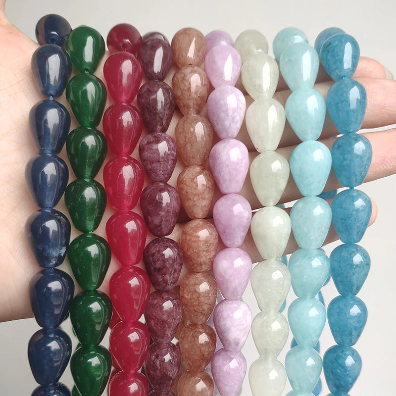 Waterdrop Natural Stone Beads – Jade Angelite Amazonite DIY