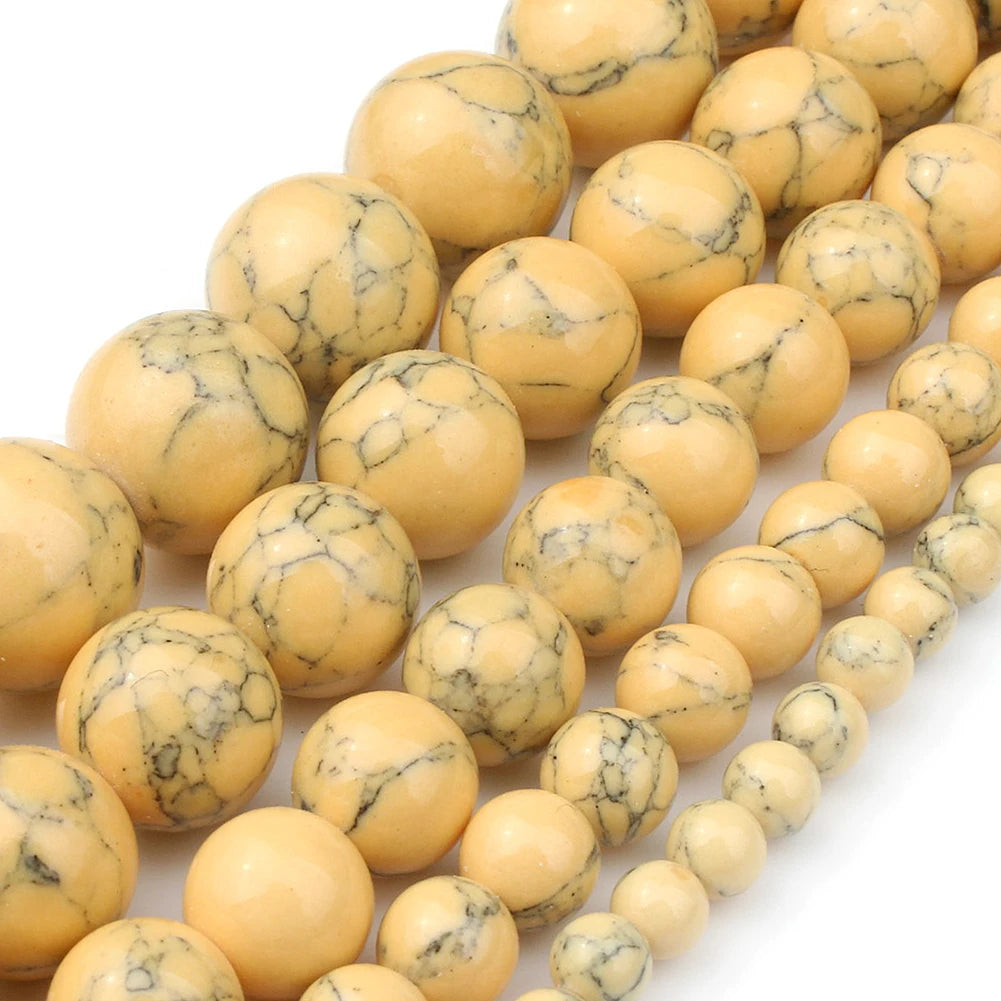 White Howlite Round Beads 4–12mm | 15" Strand Jewelry Making