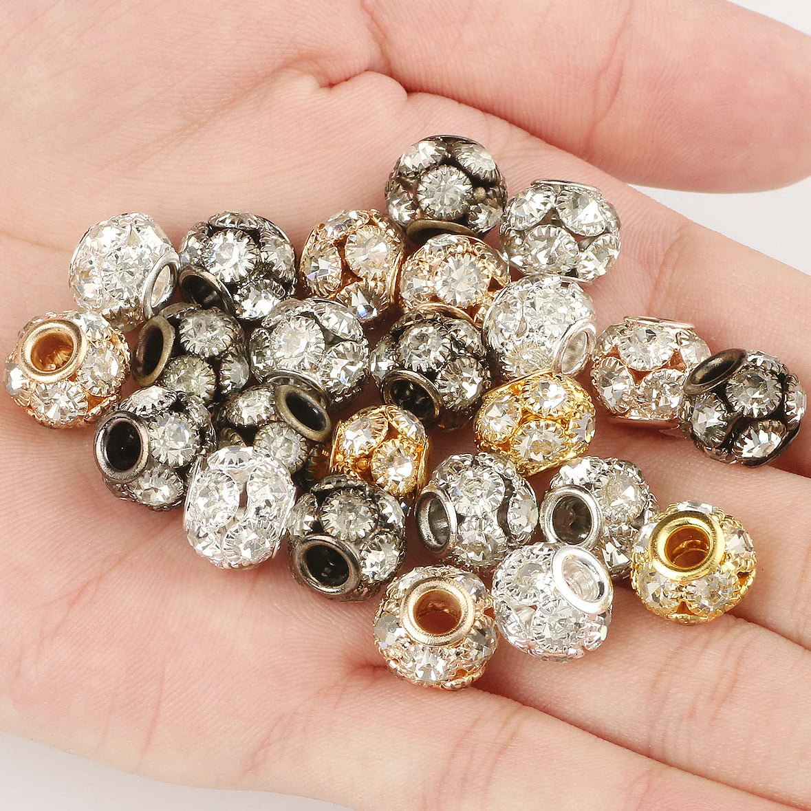 Rhinestone Crystal Ball Spacer Beads 8/10/12mm – Big Hole DIY