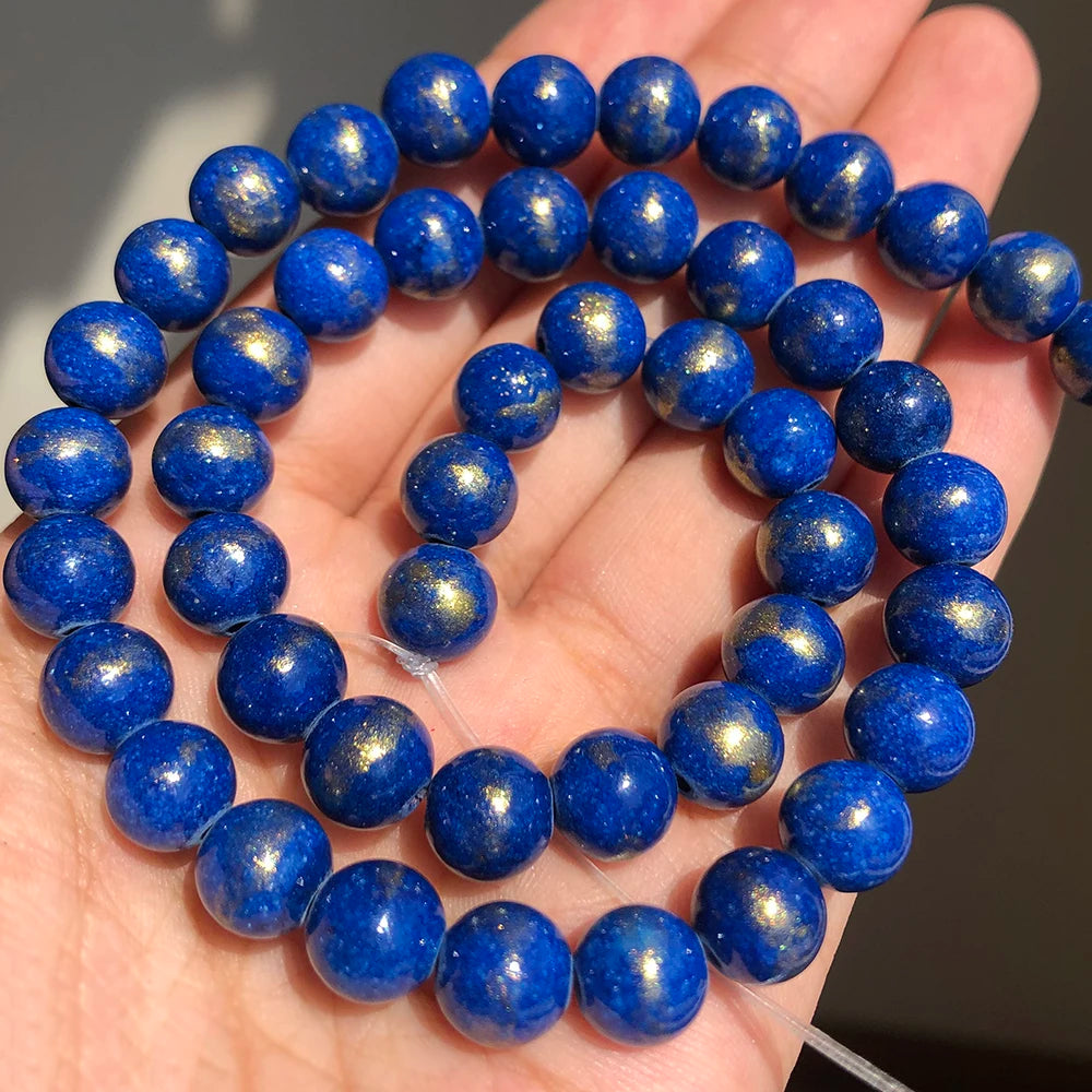 White Howlite Gold Plated Round Beads – 15" Strand 4–12mm