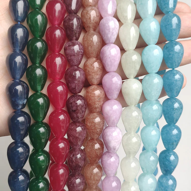 Waterdrop Natural Stone Beads – Jade Angelite Amazonite DIY