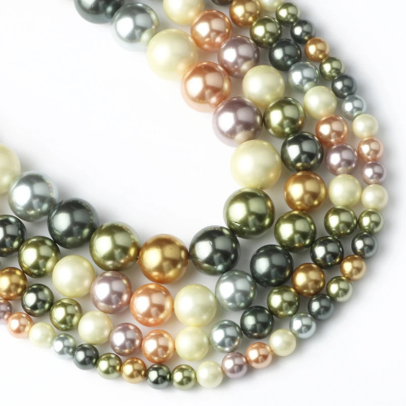 Shell Pearl Beads 15 Colors Round Spacer Beads for DIY Jewelry