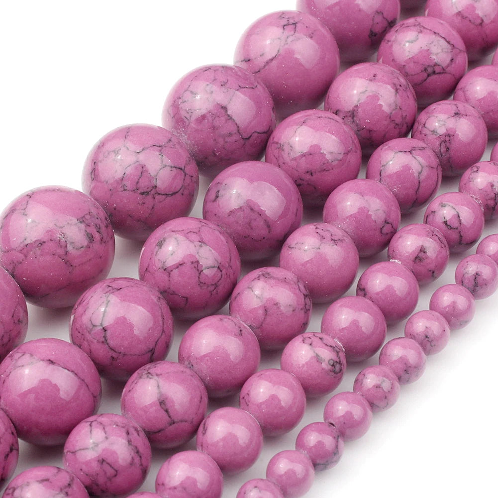 Round Stone Loose Beads for Jewelry Making – 15" Strand 4–12mm