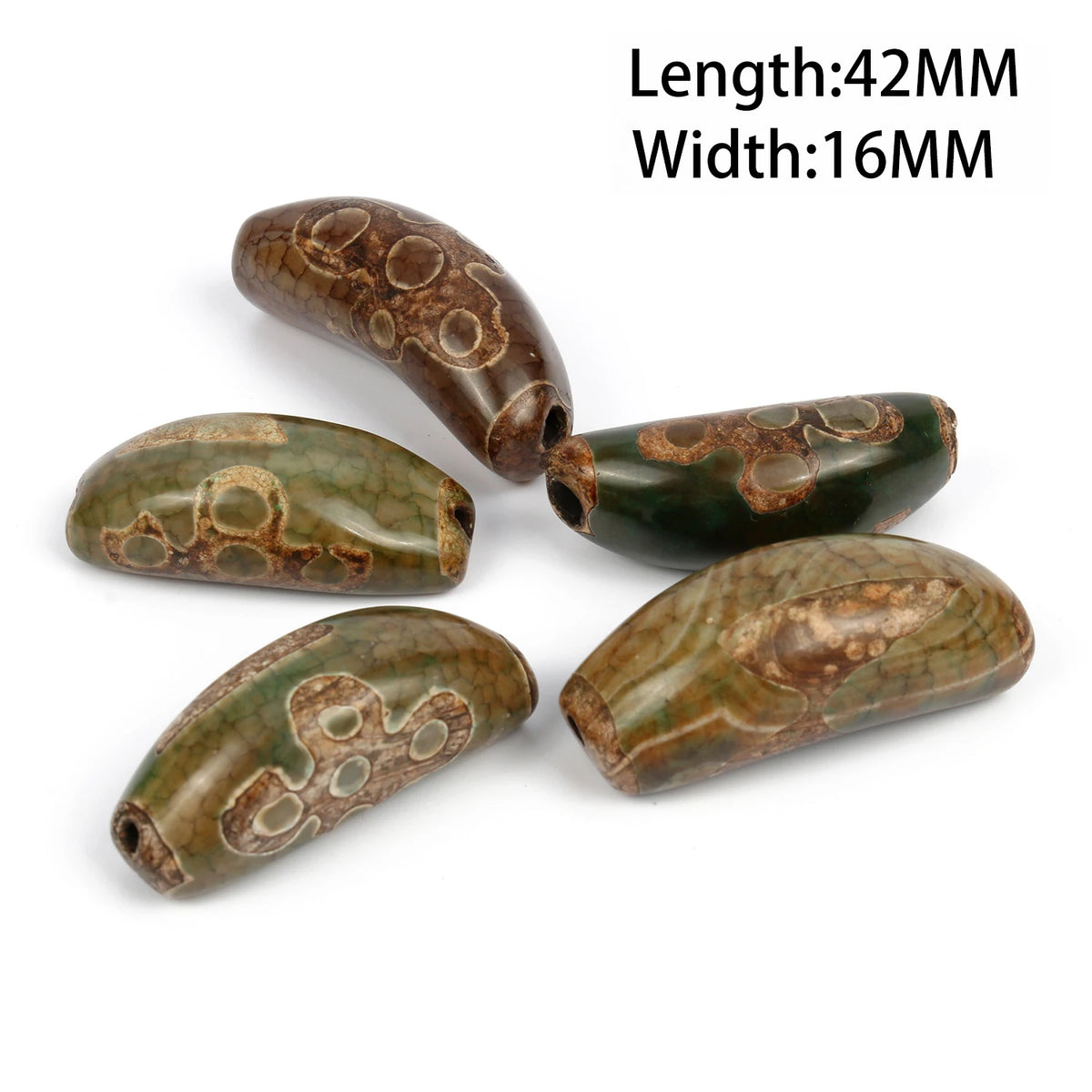 Tibetan Dzi 3-Eye Agate Oval Beads – DIY Bracelet Necklace 8x12mm