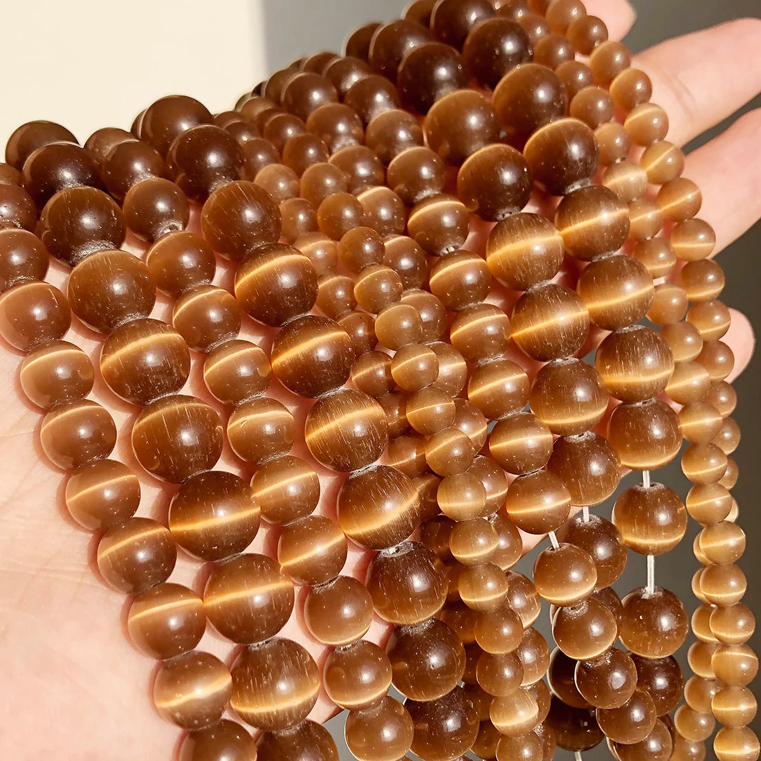 White Cat Eye Opal Round Loose Beads 4–12mm | DIY Jewelry Strand