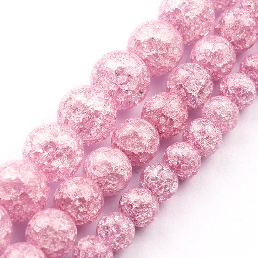 Snow Cracked Crystal Beads 6/8/10mm – Multicolor Quartz Strands