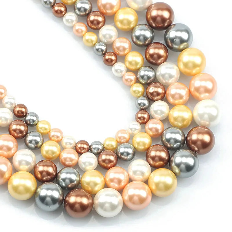 Shell Pearl Beads 15 Colors Round Spacer Beads for DIY Jewelry