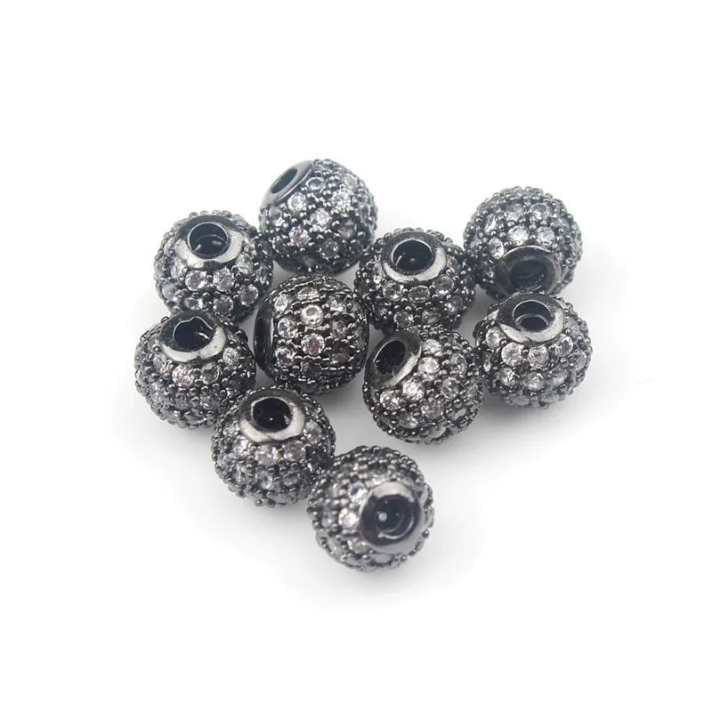Micro Pavé CZ Crystal Copper Spacer Beads – DIY Jewelry 3pcs
