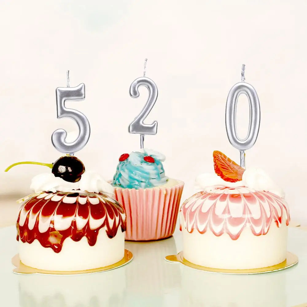 Silver Number Birthday Candle – Cake & Cupcake Topper