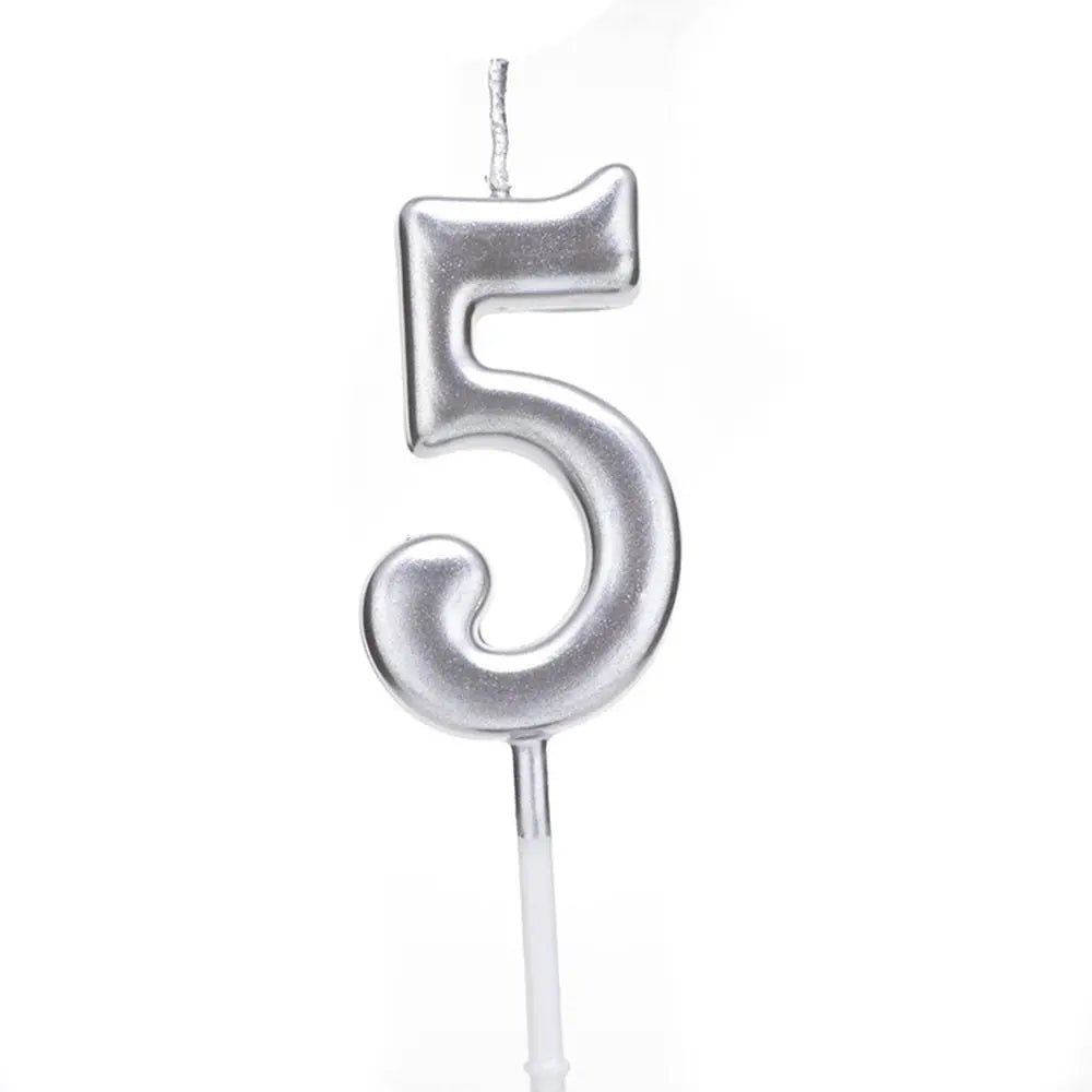 Silver Number Birthday Candle – Cake & Cupcake Topper
