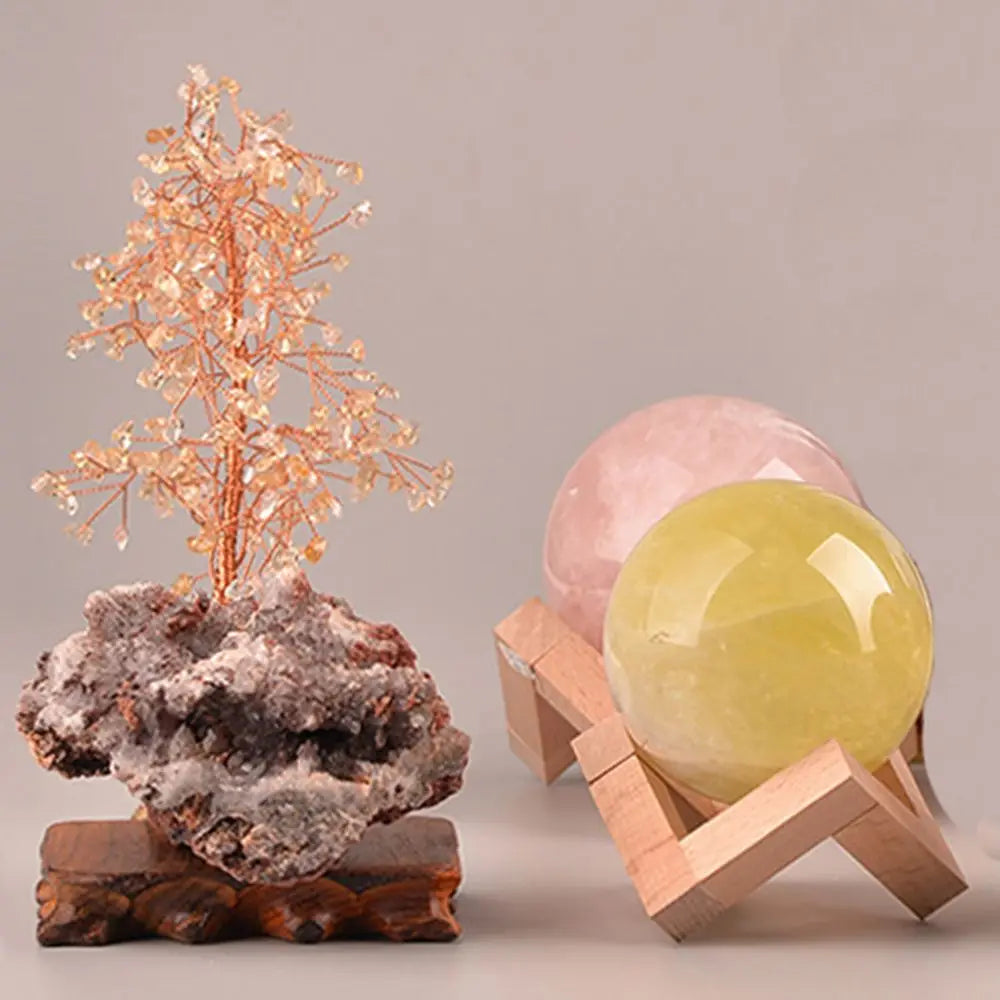 Wood Crystal Ball Holder & Moon Lamp Display Stand