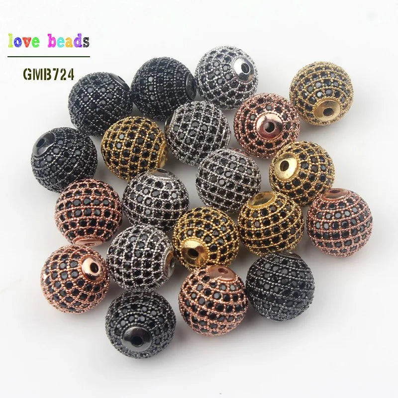 Micro Pavé CZ Crystal Copper Spacer Beads – DIY Jewelry 3pcs