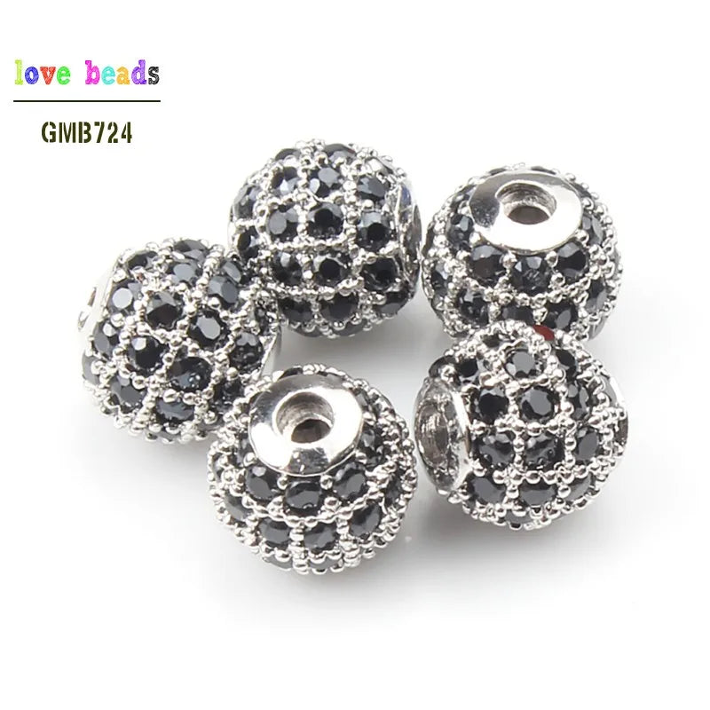 Micro Pavé CZ Crystal Copper Spacer Beads – DIY Jewelry 3pcs
