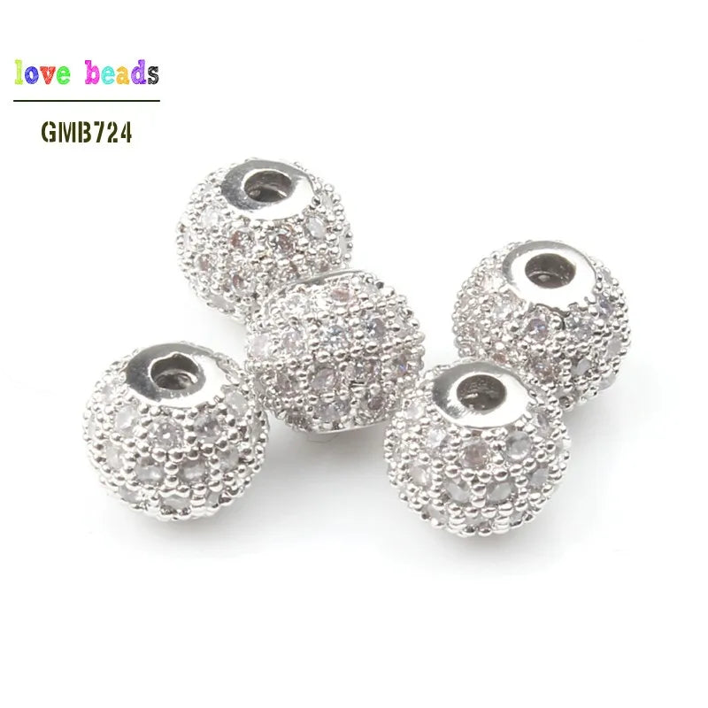 Micro Pavé CZ Crystal Copper Spacer Beads – DIY Jewelry 3pcs