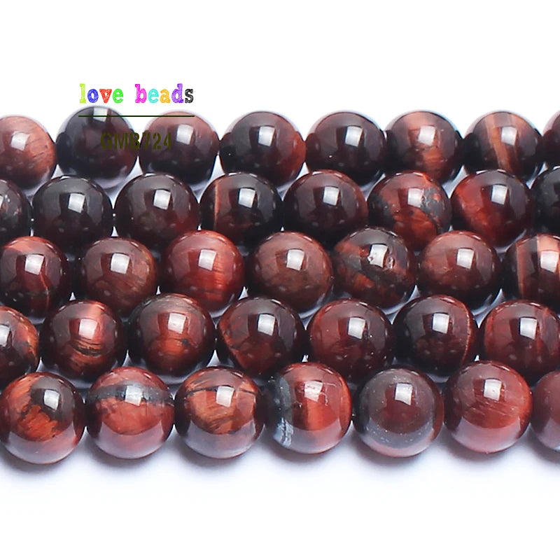 Red Tiger Eye Round Stone Beads – 15.5" Strand, 4–12mm