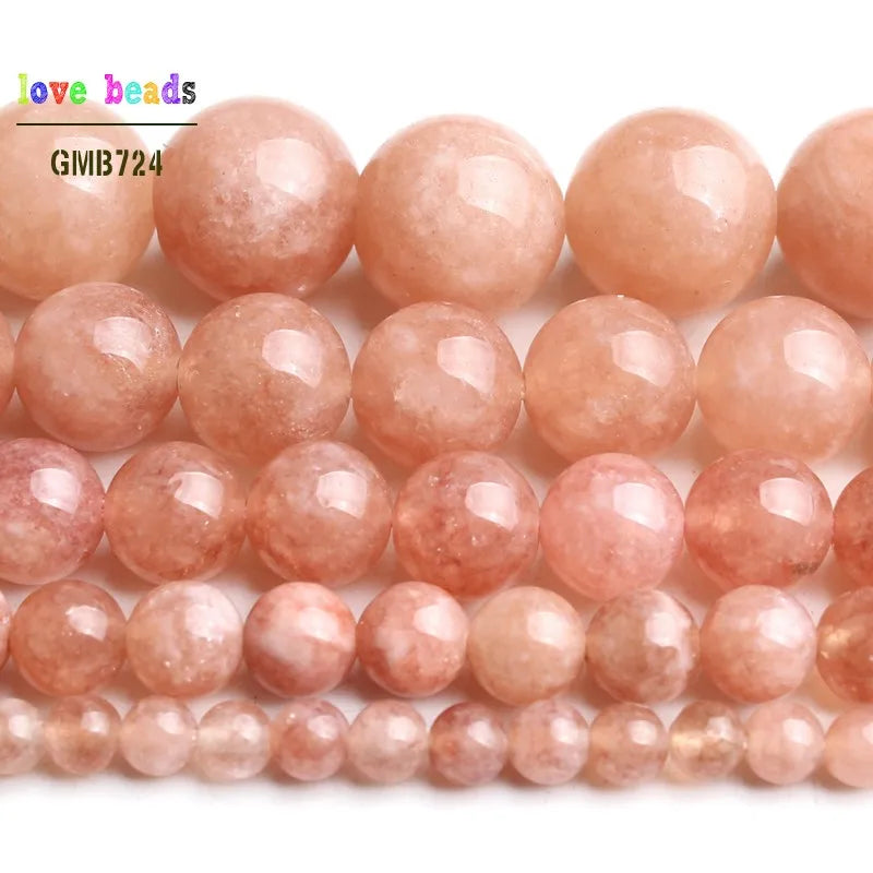 Sunstone Round Loose Stone Beads – 15" Strand 4–12mm DIY