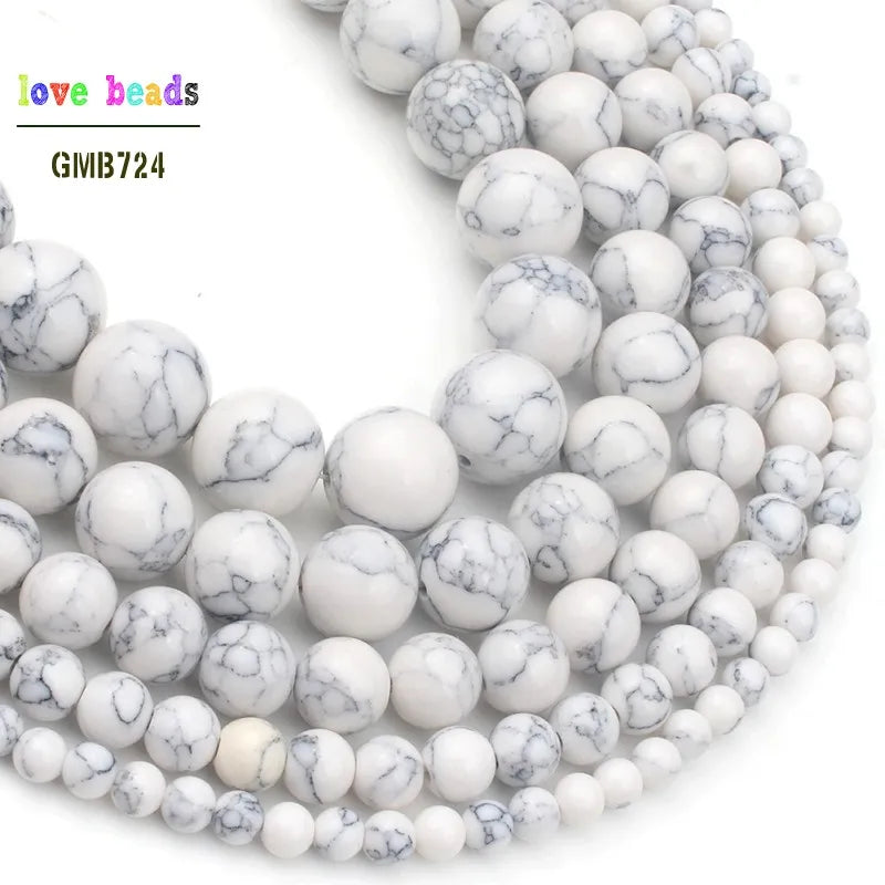 White Howlite Round Beads 4–12mm | 15" Strand Jewelry Making