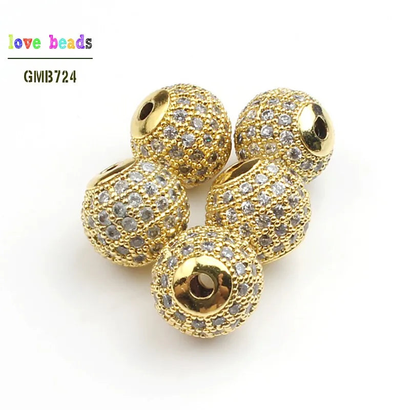 Micro Pavé CZ Crystal Copper Spacer Beads – DIY Jewelry 3pcs