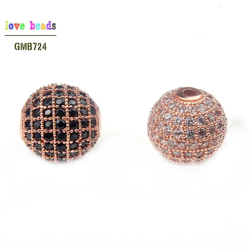 Micro Pavé CZ Crystal Copper Spacer Beads – DIY Jewelry 3pcs