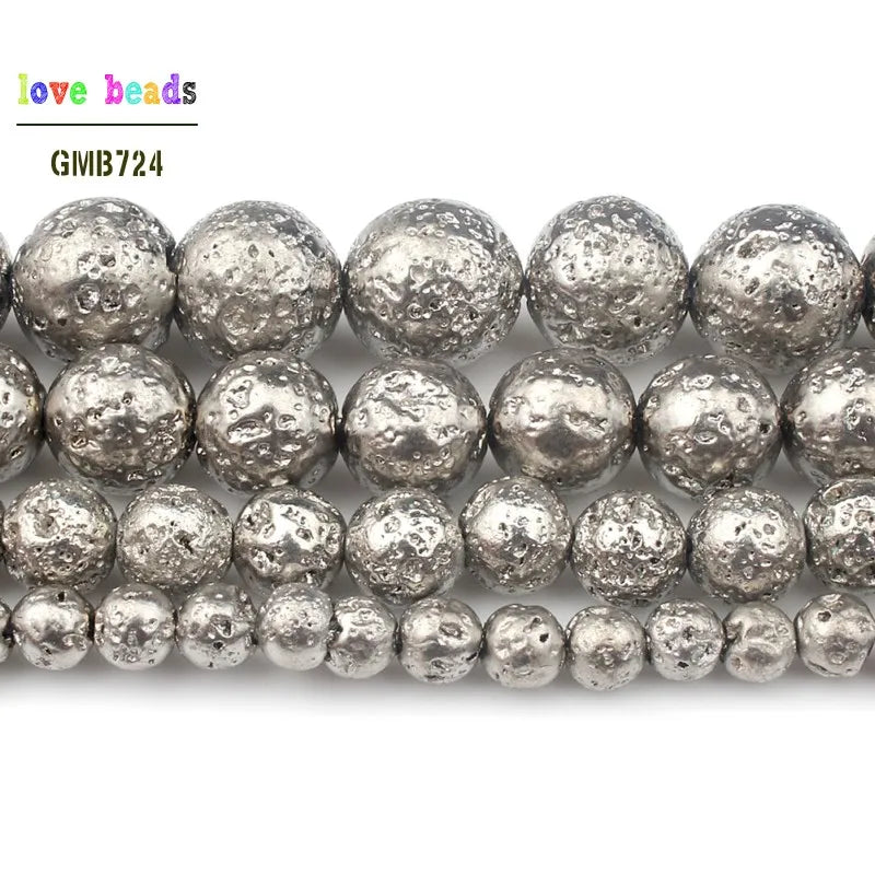 White Lava Stone Round Loose Beads 4mm–10mm | DIY Jewelry Making