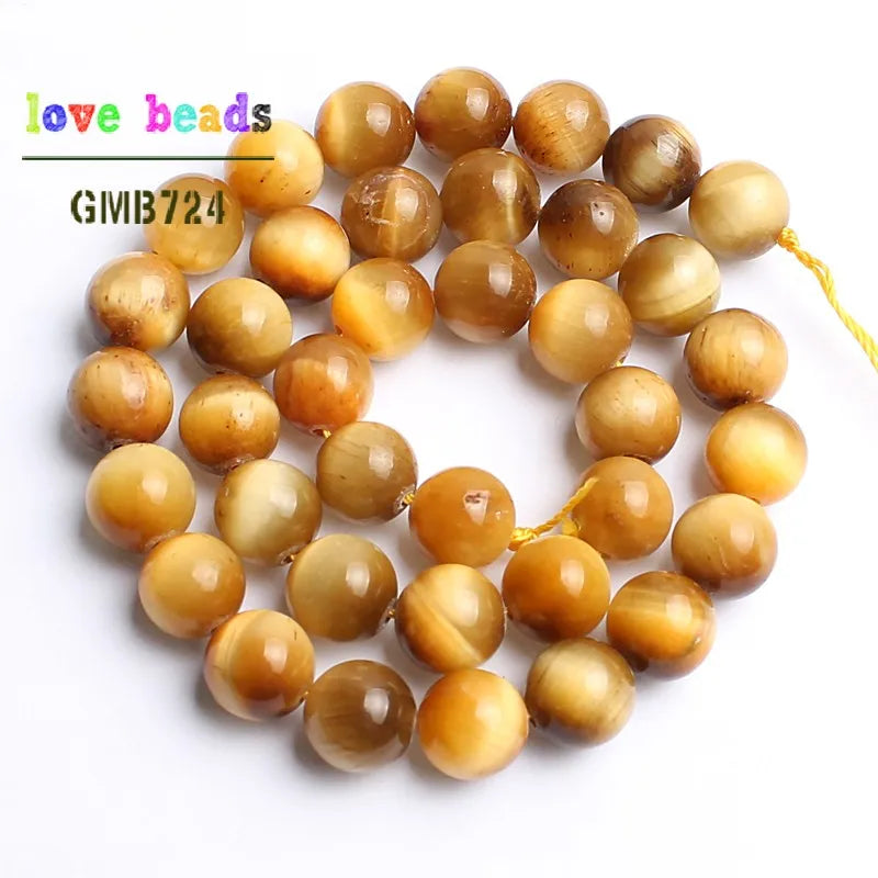 Yellow Tiger Eye Round Stone Beads – 4–14mm Jewelry Making