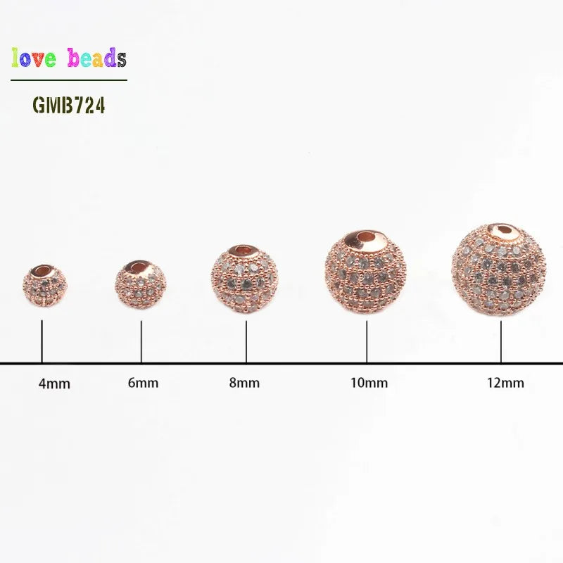 Micro Pavé CZ Crystal Copper Spacer Beads – DIY Jewelry 3pcs
