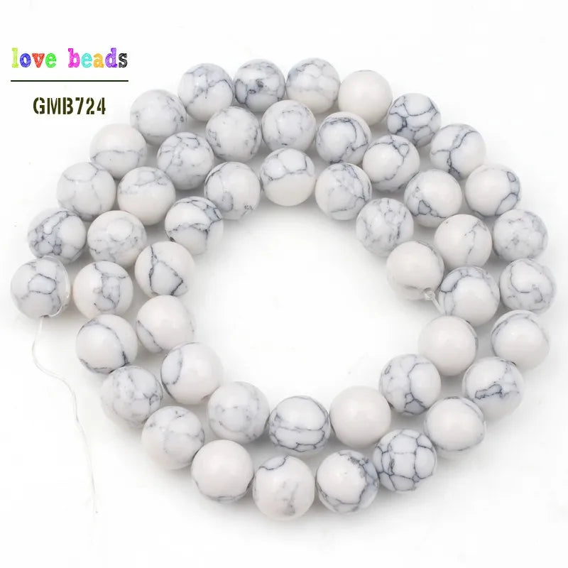 White Howlite Round Beads 4–12mm | 15" Strand Jewelry Making