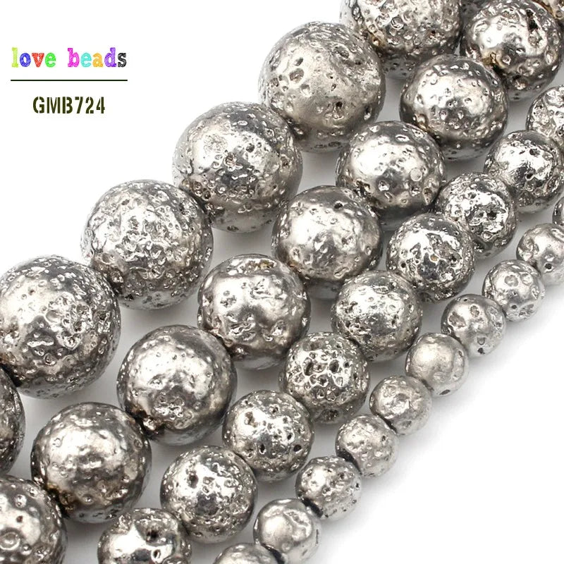 White Lava Stone Round Loose Beads 4mm–10mm | DIY Jewelry Making