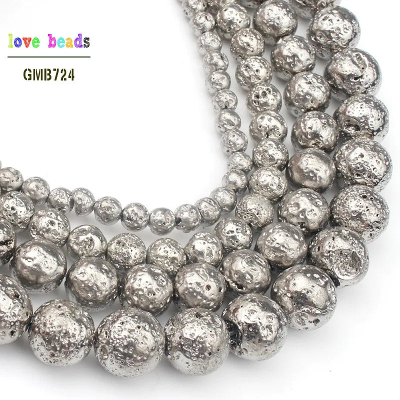 White Lava Stone Round Loose Beads 4mm–10mm | DIY Jewelry Making