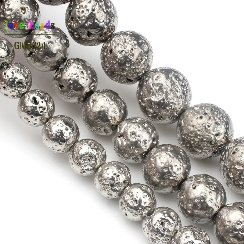 White Lava Stone Round Loose Beads 4mm–10mm | DIY Jewelry Making