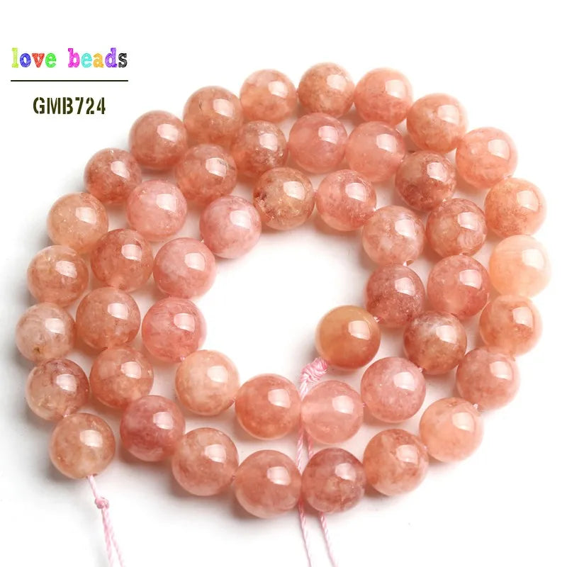 Sunstone Round Loose Stone Beads – 15" Strand 4–12mm DIY
