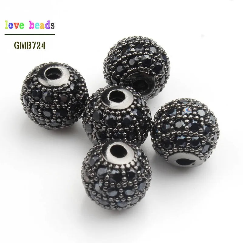 Micro Pavé CZ Crystal Copper Spacer Beads – DIY Jewelry 3pcs