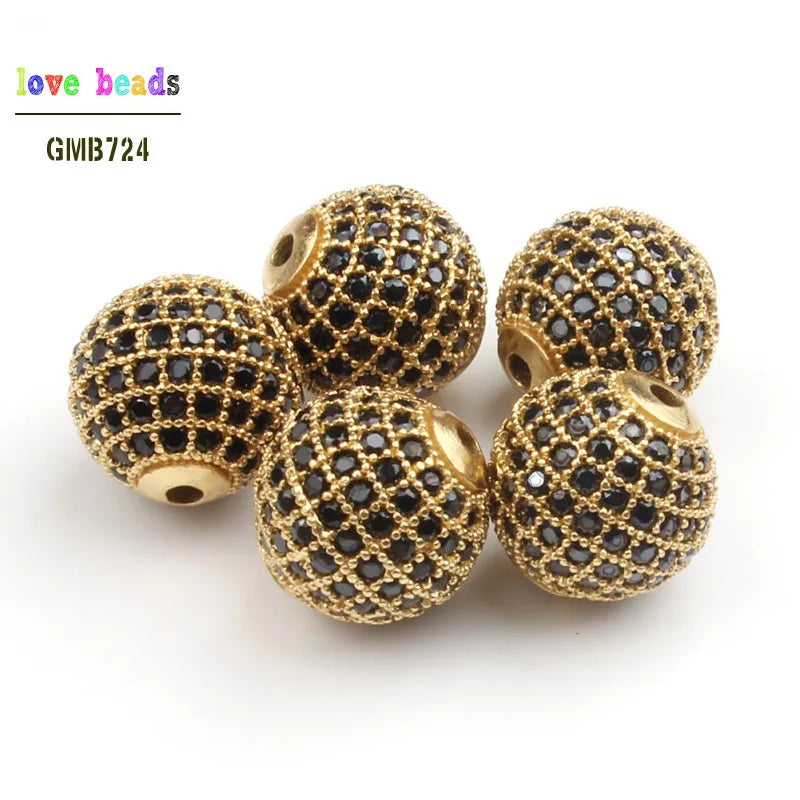 Micro Pavé CZ Crystal Copper Spacer Beads – DIY Jewelry 3pcs