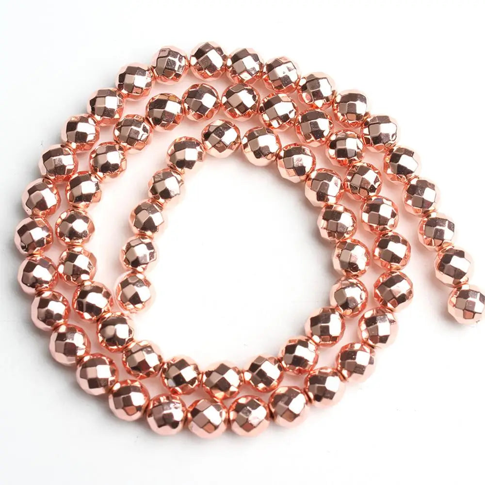 Rose Gold Hematite Faceted Round Beads 4–10mm | DIY Jewelry