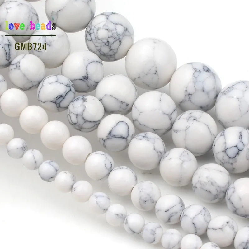 White Howlite Round Beads 4–12mm | 15" Strand Jewelry Making