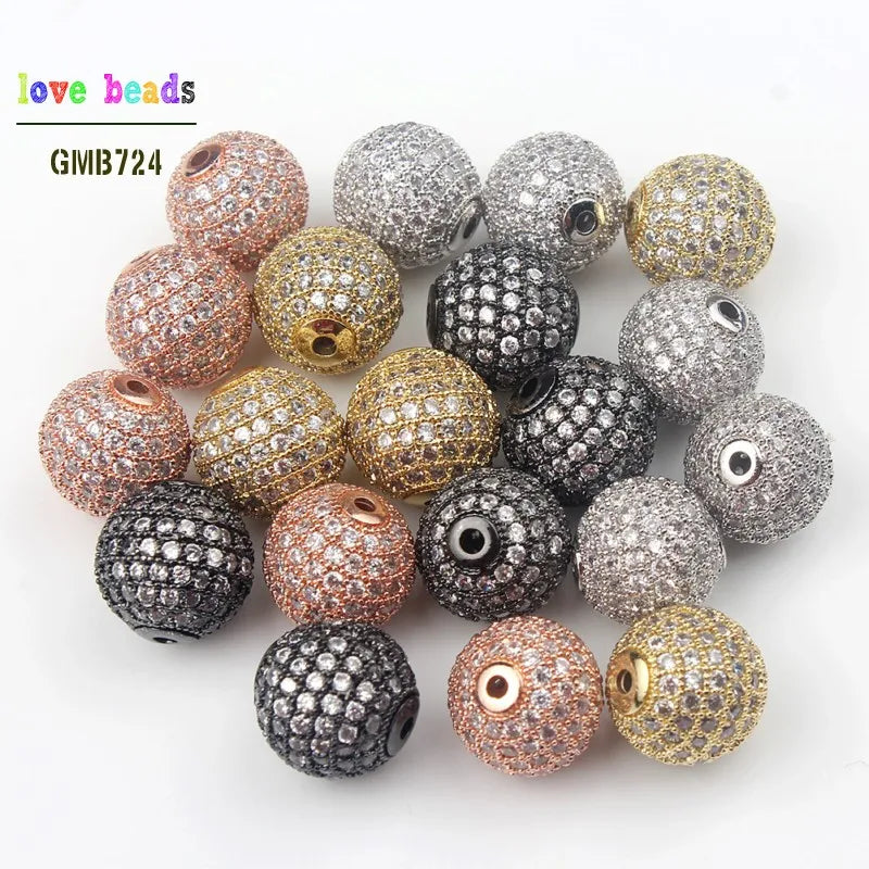 Micro Pavé CZ Crystal Copper Spacer Beads – DIY Jewelry 3pcs