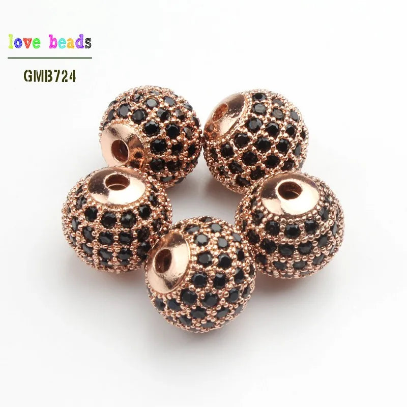 Micro Pavé CZ Crystal Copper Spacer Beads – DIY Jewelry 3pcs