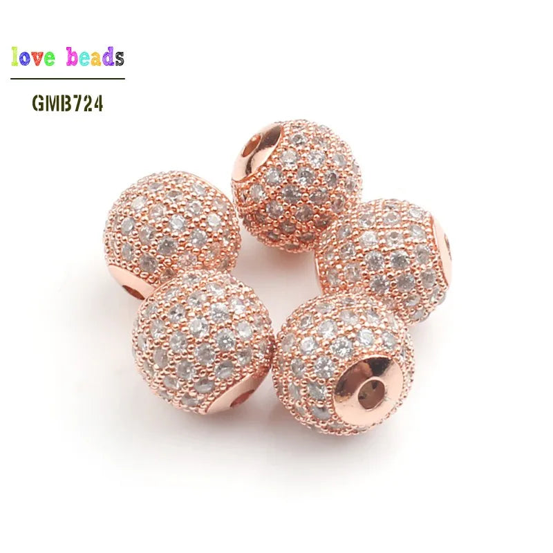 Micro Pavé CZ Crystal Copper Spacer Beads – DIY Jewelry 3pcs