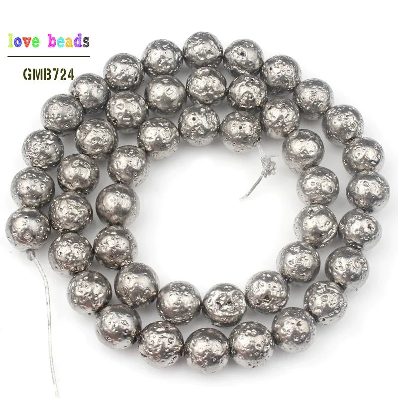 White Lava Stone Round Loose Beads 4mm–10mm | DIY Jewelry Making