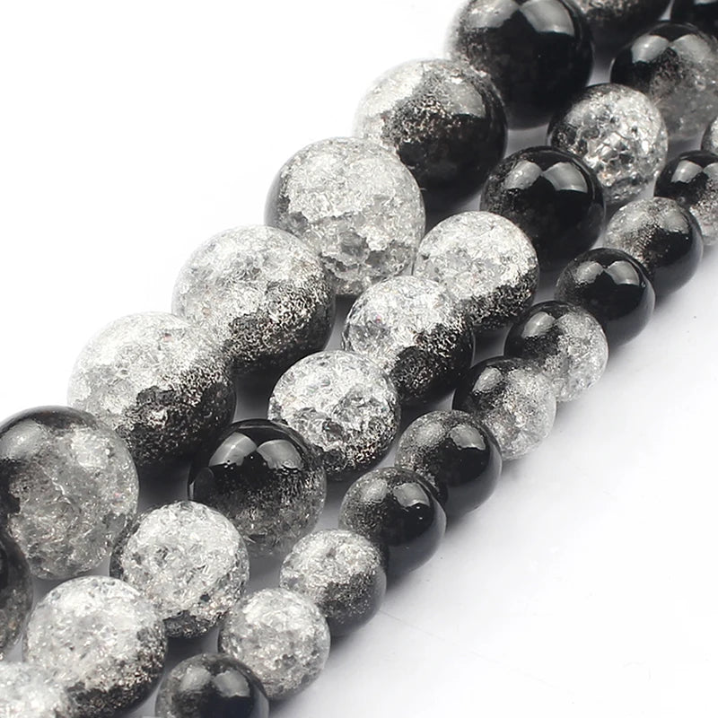 Snow Cracked Crystal Beads 6/8/10mm Round Loose Quartz – 15"