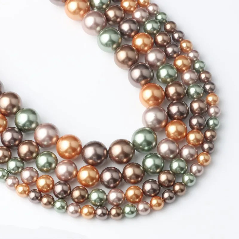 Shell Pearl Beads 15 Colors Round Spacer Beads for DIY Jewelry