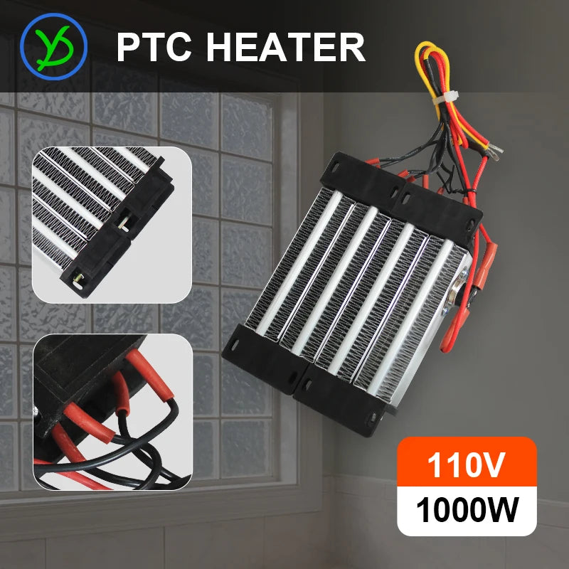 PTC Ceramic Air Heater Element 110V 1000W – 140×101mm Insulated