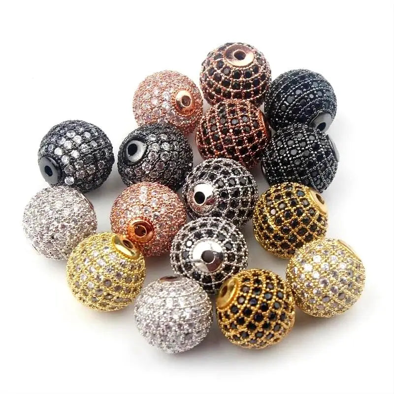 Micro Pavé CZ Crystal Copper Spacer Beads – DIY Jewelry 3pcs